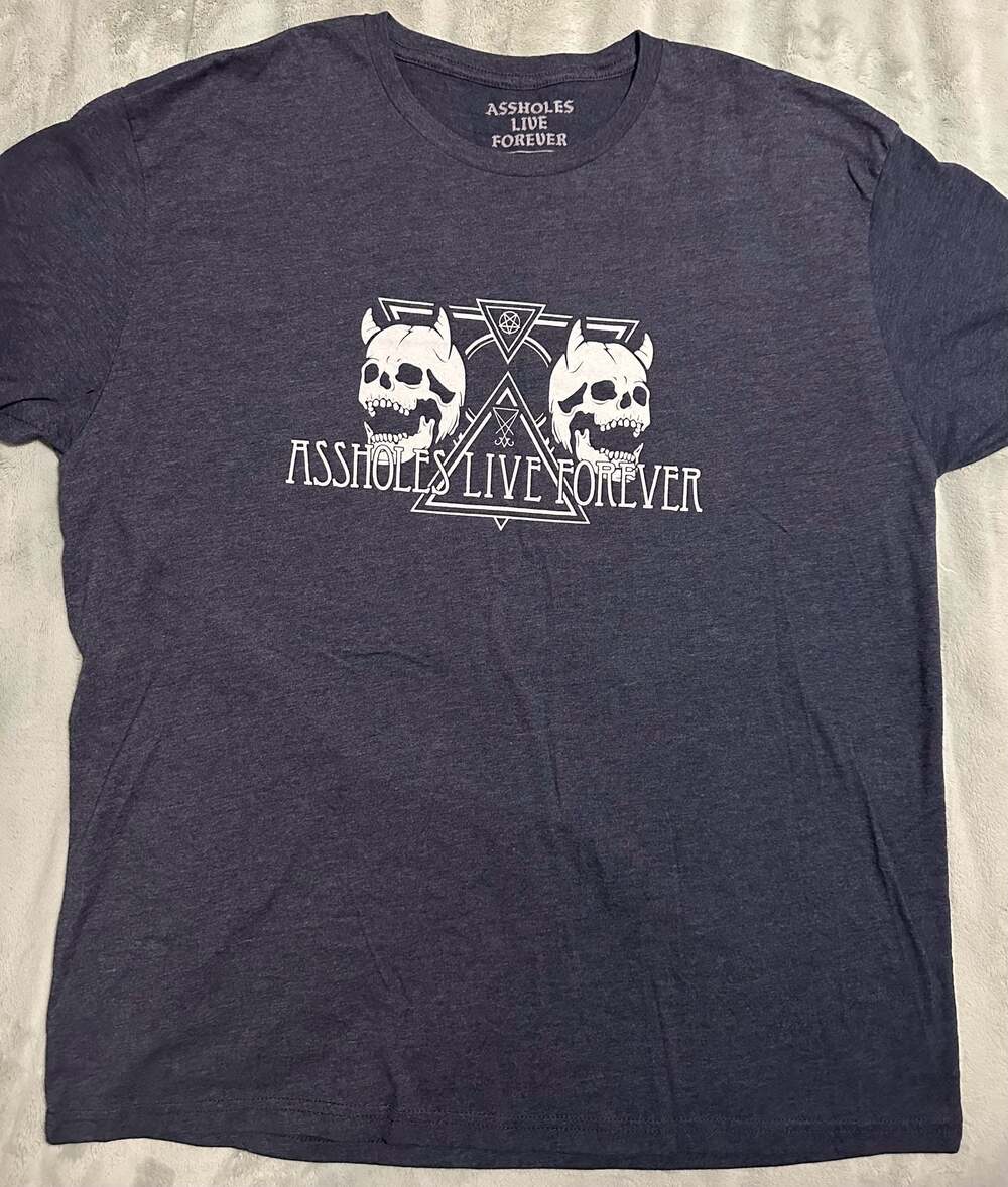 A$$holes Live Forever Graphic Skull T-Shirt, Size XL